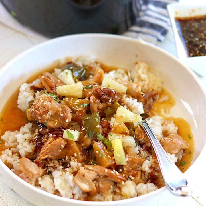 EASY Crock Pot Teriyaki Chicken with Pineapple (5 ingredients)