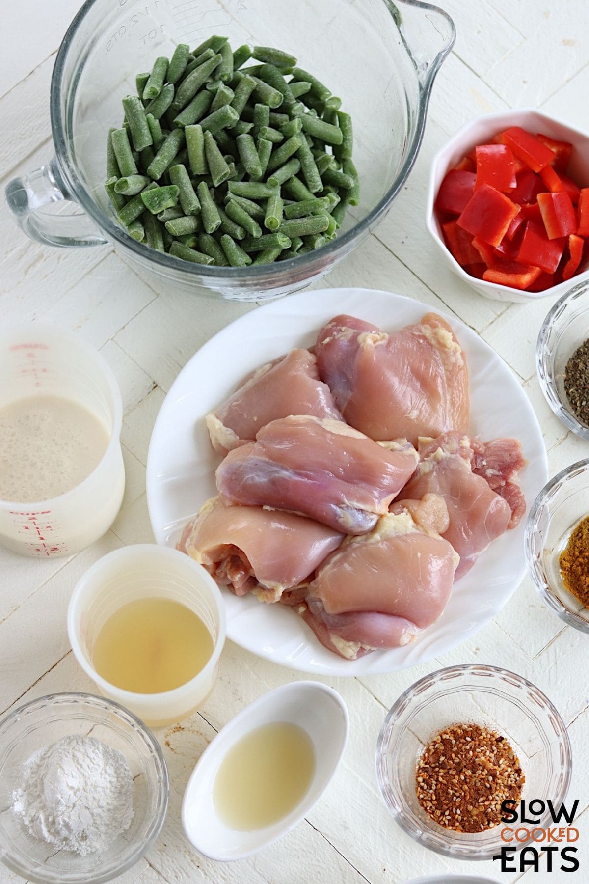 Slow cooker Thai chicken curry ingredients.
