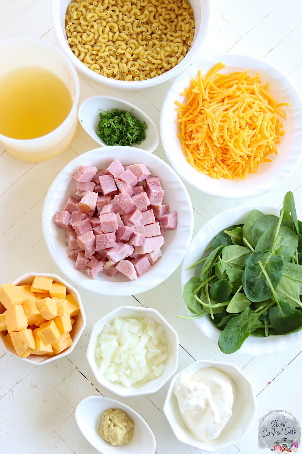 ingredients needed for making crock pot ham and cheese macaroni