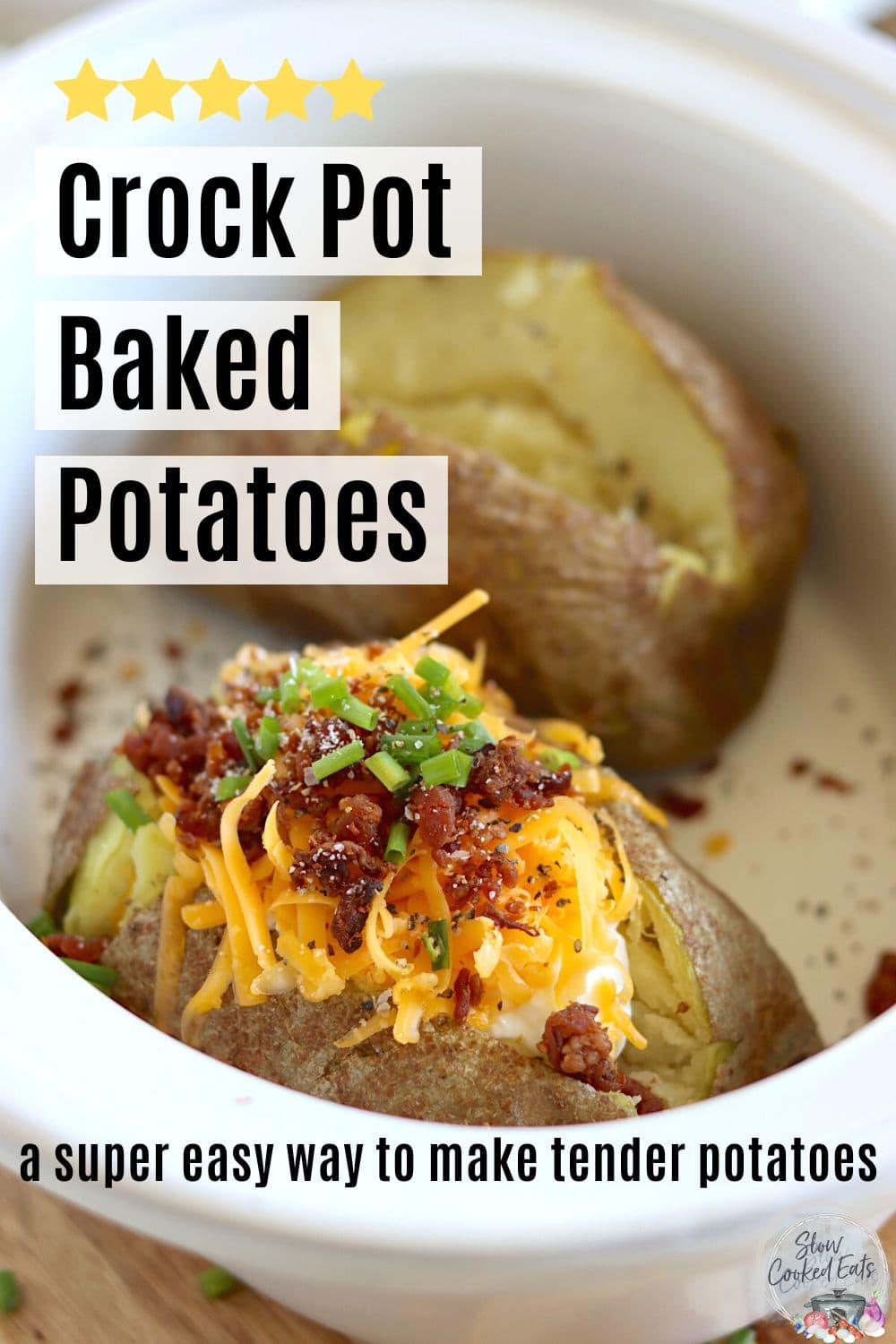 Easy Slow Cooker Baked Potatoes Without Foil | Slow Cooked Eats