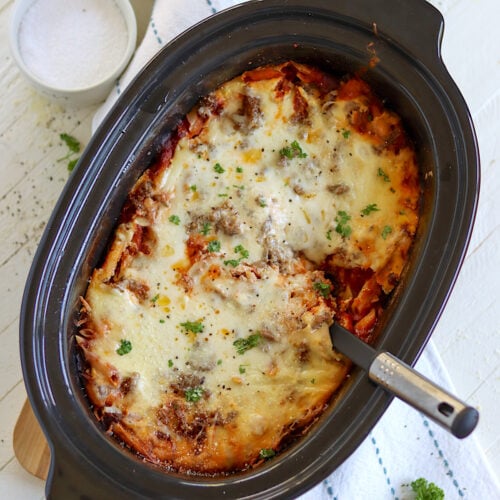 Baked Ziti in Crock Pot with Ricotta and Sausage | Slow Cooked Eats