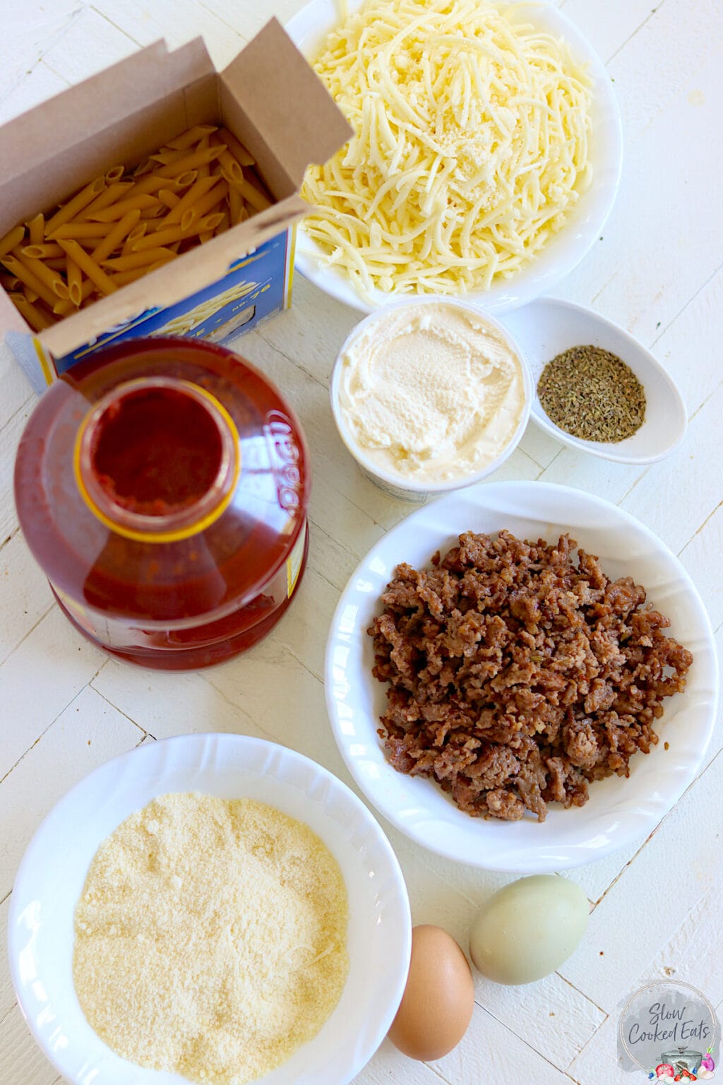 Baked Ziti in Crock Pot with Ricotta and Sausage Slow Cooked Eats
