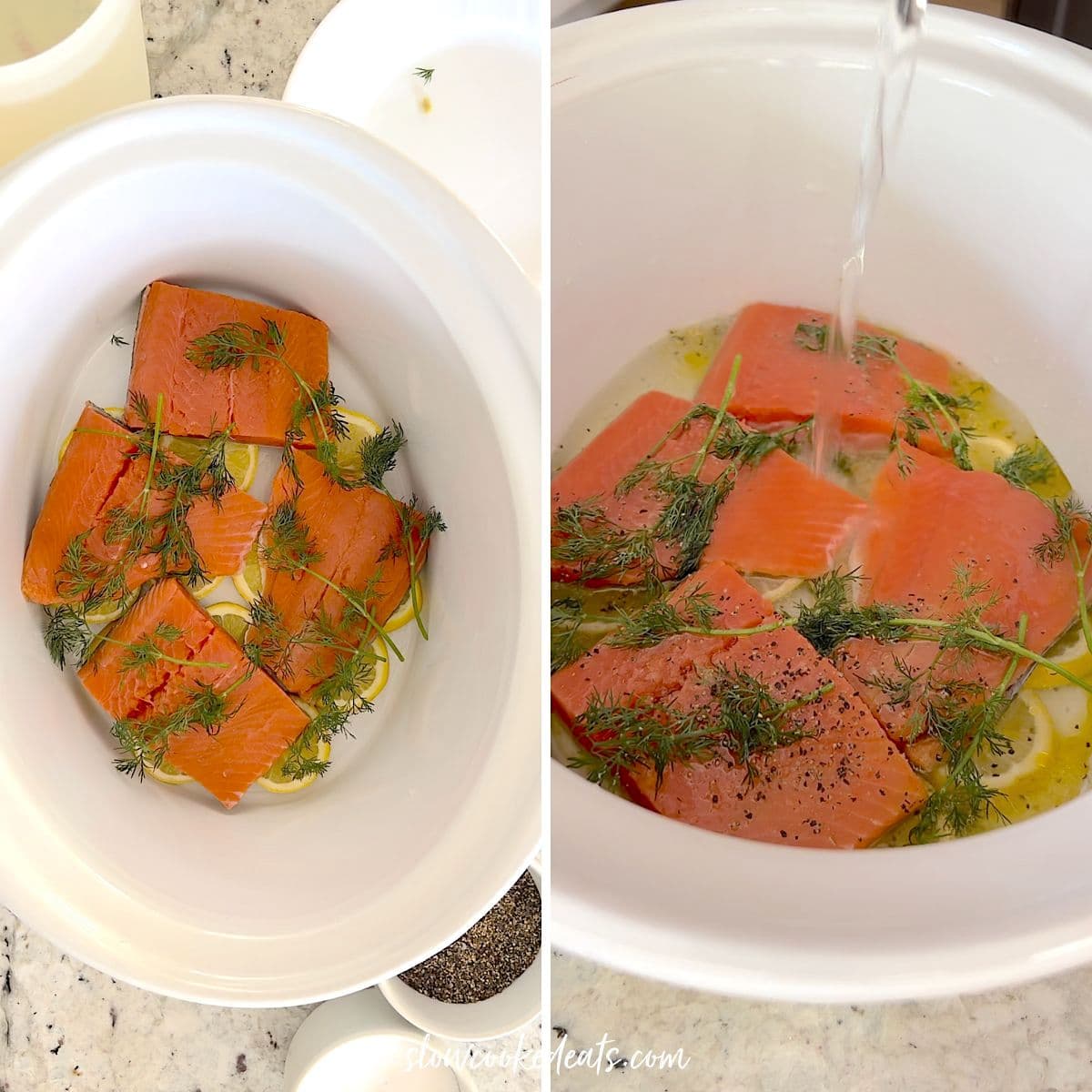 Adding dill and remaining ingredients to the pot.