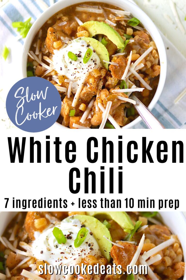 Easy White Chicken Chili Crockpot Recipe | Slow Cooked Eats