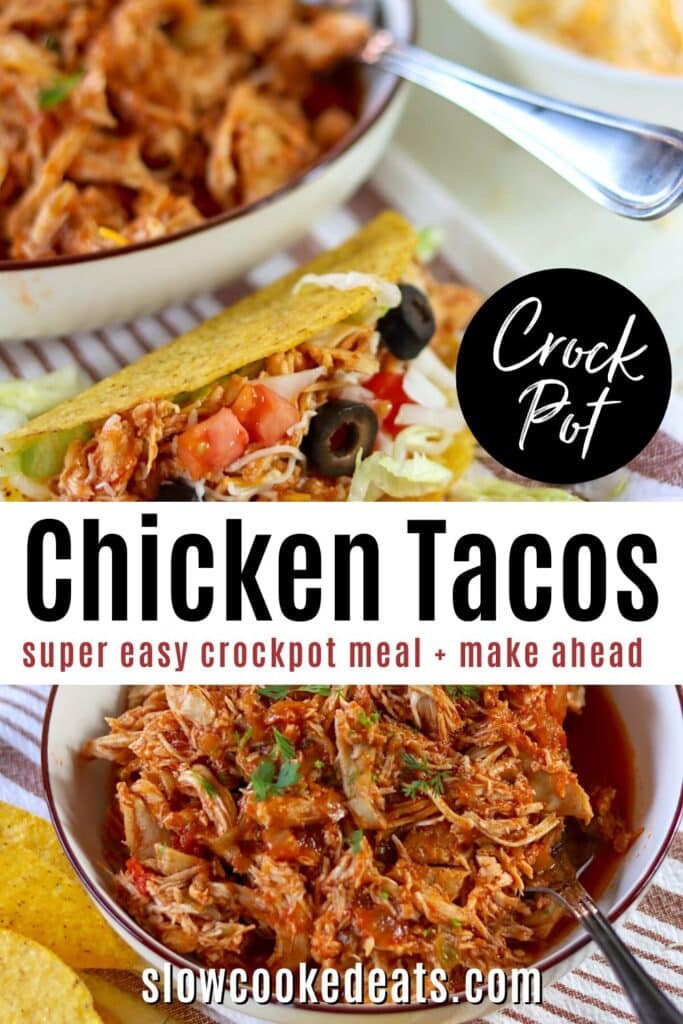 3 Ingredient Chicken for Tacos Crockpot Recipe | Slow Cooked Eats