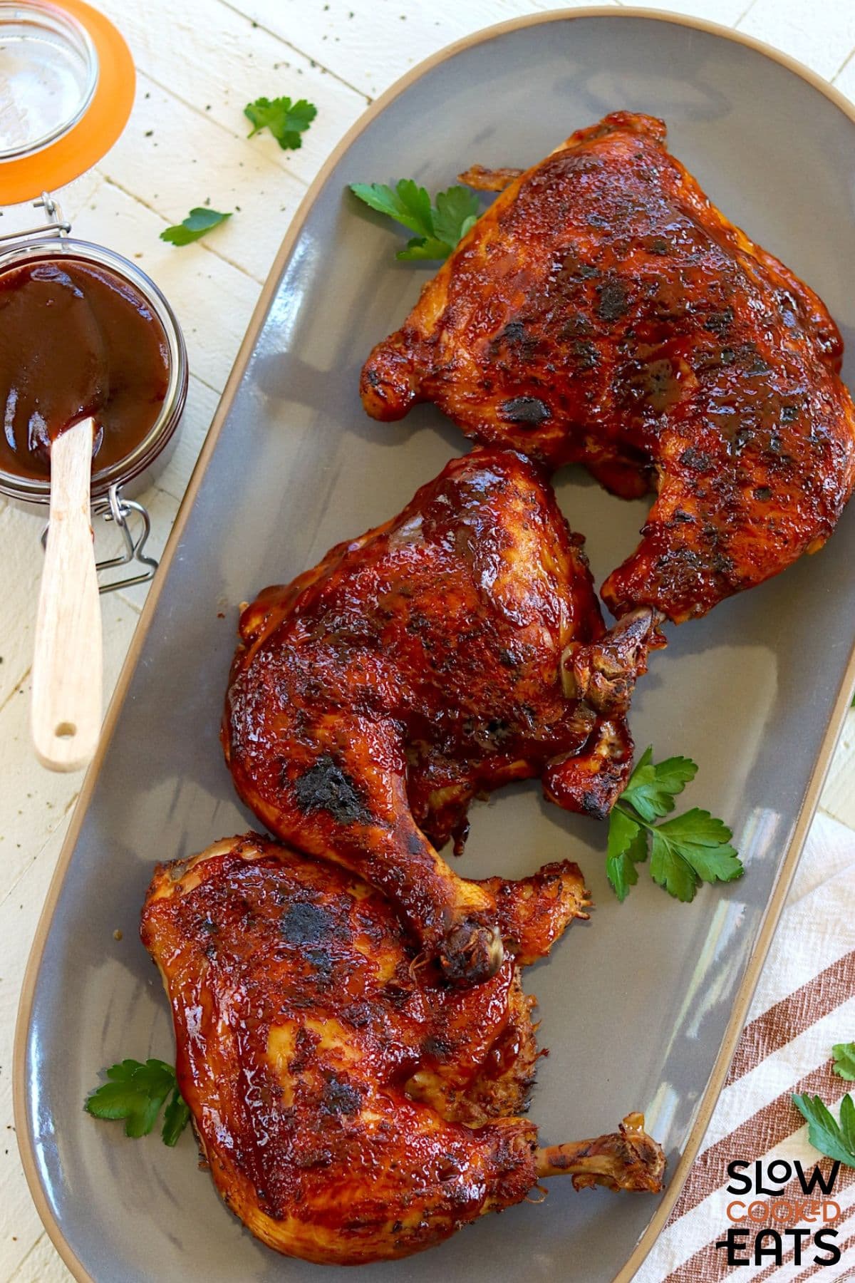Slow Cooker BBQ Chicken Leg Quarters