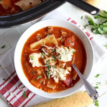 Best Crockpot Lasagna Soup Recipe | Slow Cooked Eats