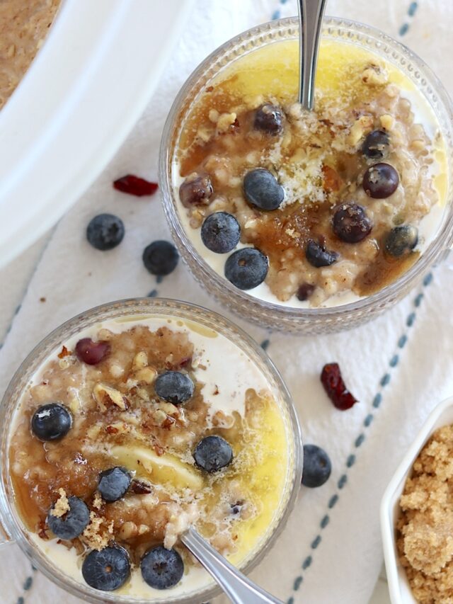 Blueberry and Cream Slow Cooker Steel Cut Oatmeal
