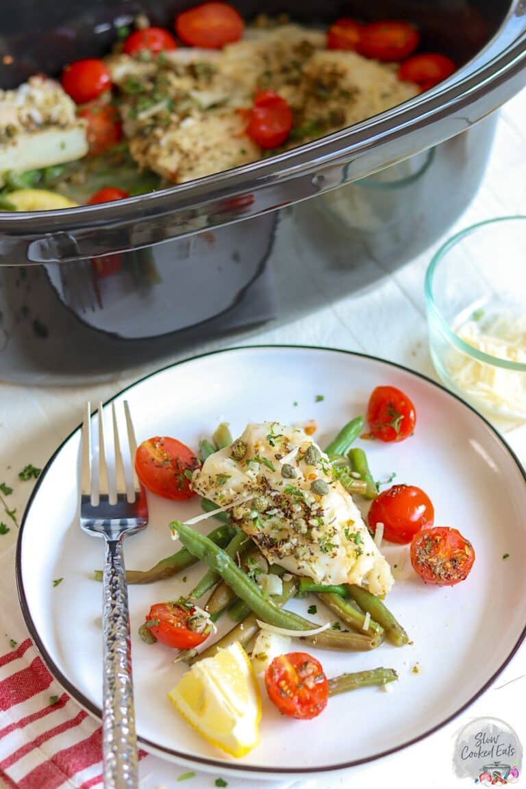 Crockpot Cod Recipe with Green Beans and Tomatoes Easy! Slow Cooked