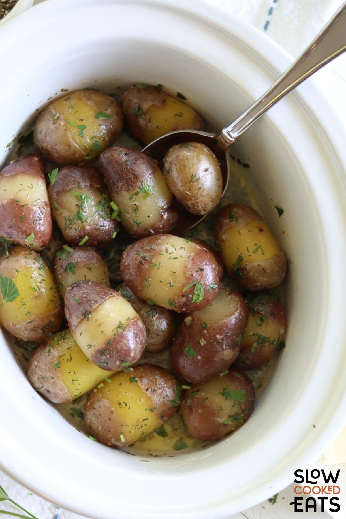 Crockpot Baby Potatoes with Lemon Butter & Herbs