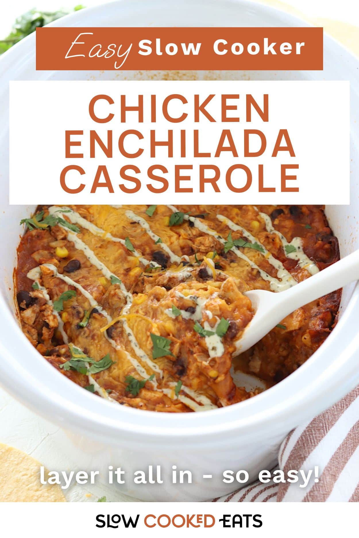 Chicken enchilada casserole Pinterest pin.