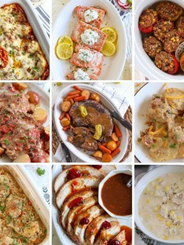 Collection of 9 crock pot dump recipes for busy nights.