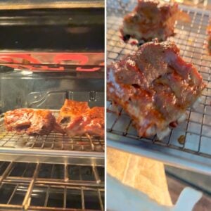 Broiling the crockpot Dr Pepper ribs after slow cooking.