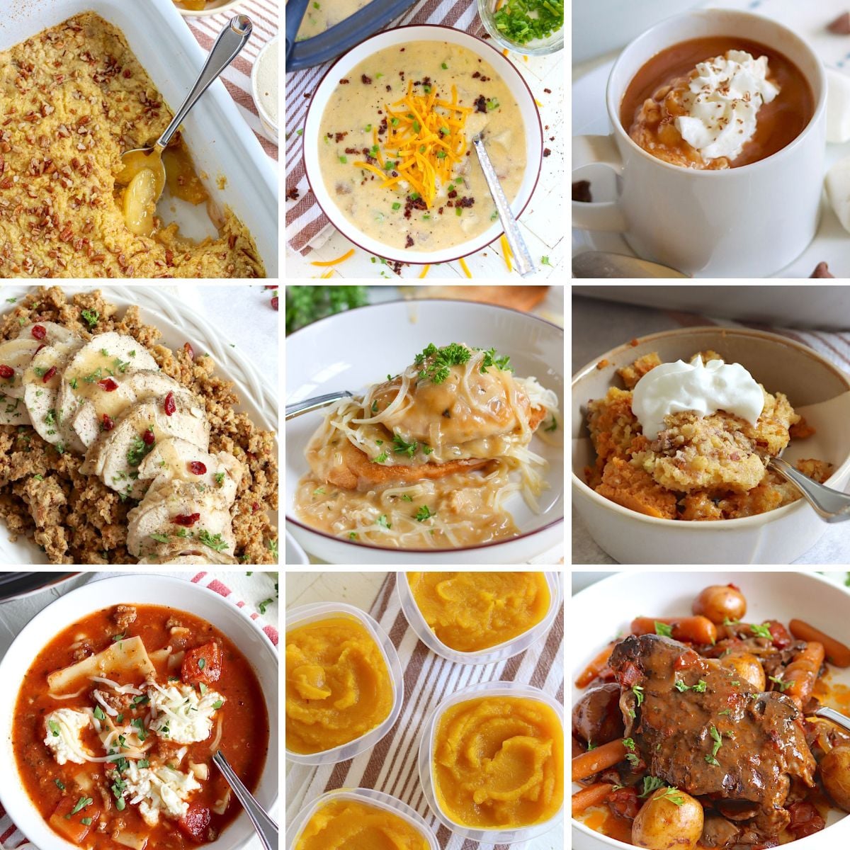 Fall crockpot recipes featured image with 9 different recipes.